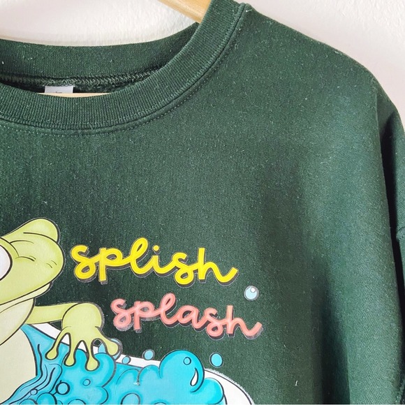 "Splish Splash Your Opinion Is Trash" Women's green Crewneck Sweatshirt, Large - Picture 9 of 13